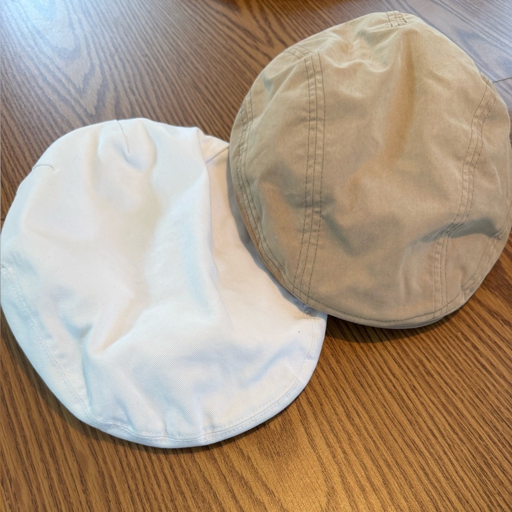 Set of 2 Lids… High Quality 109% Cotton Beige and White Caps - Picture 2 of 16